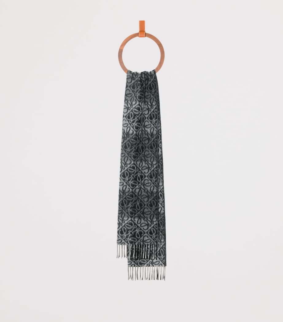 LOEWE Wool-Cashmere Anagram Scarf Black/white Image 2
