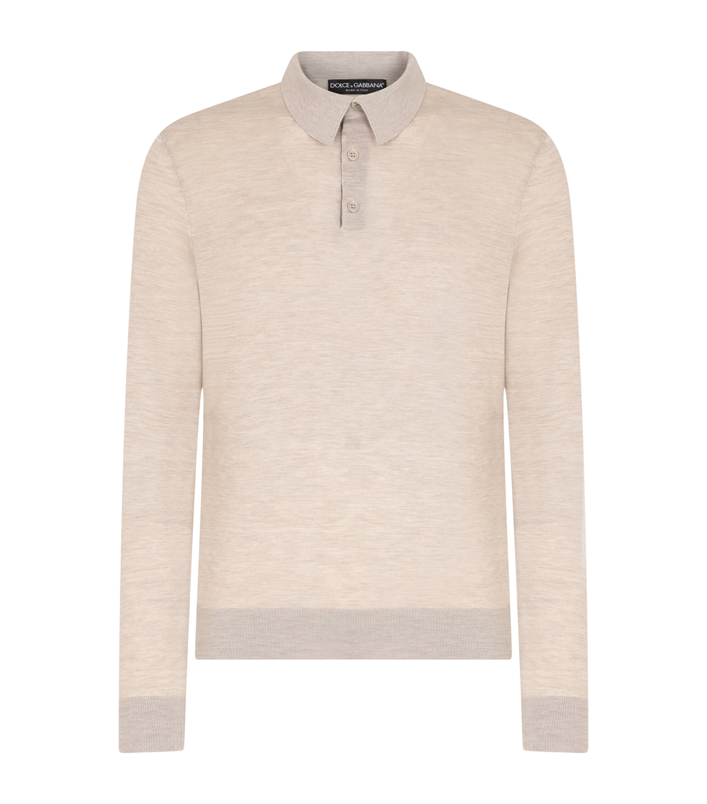Dolce&Gabbana Mens Cashmere Polo-Style Sweater Beige Image 1
