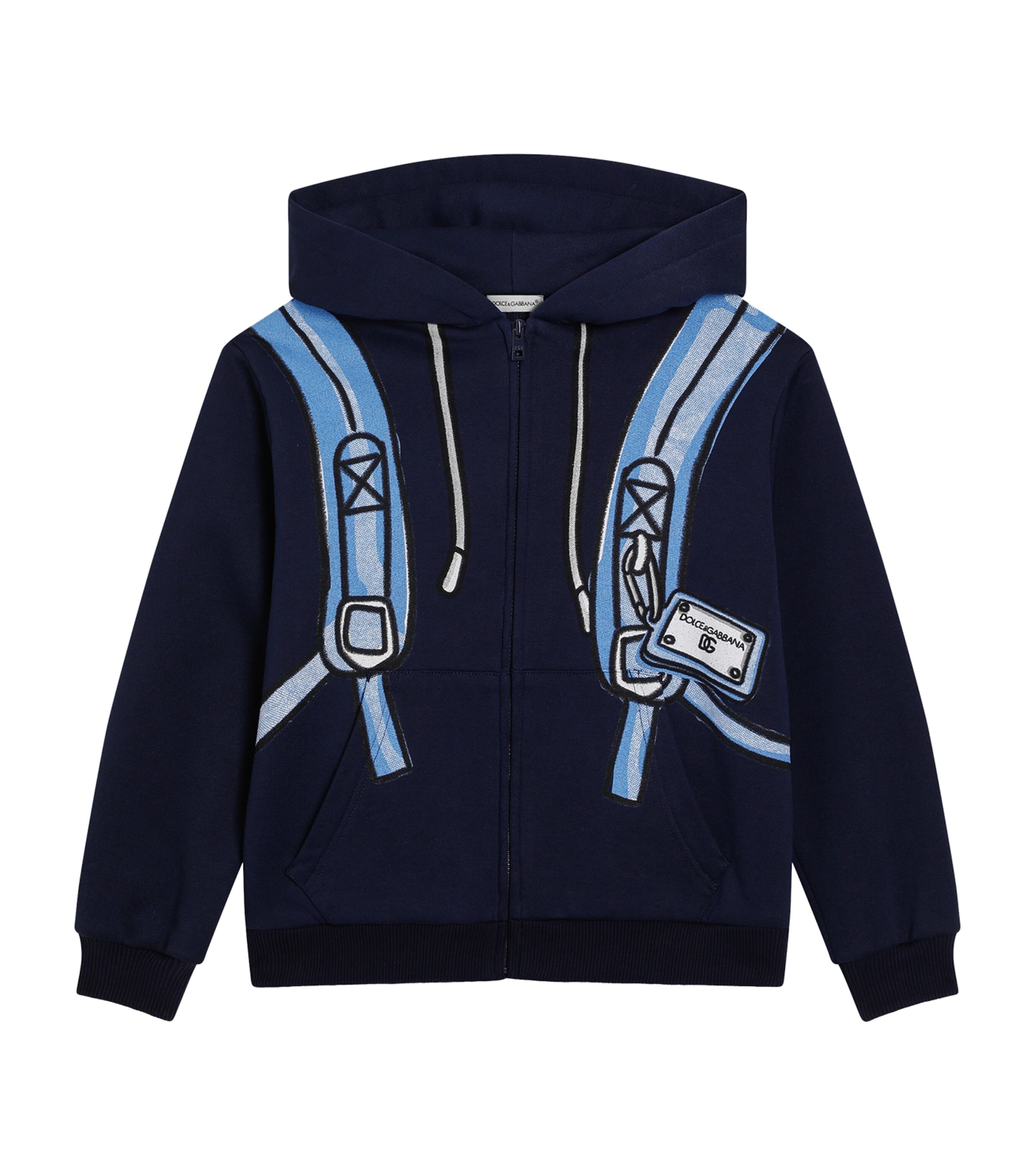 Dolce&Gabbana Kids Cotton Backpack Print Oversized Hoodie (8-12 Years) Zaino Dg Image 1