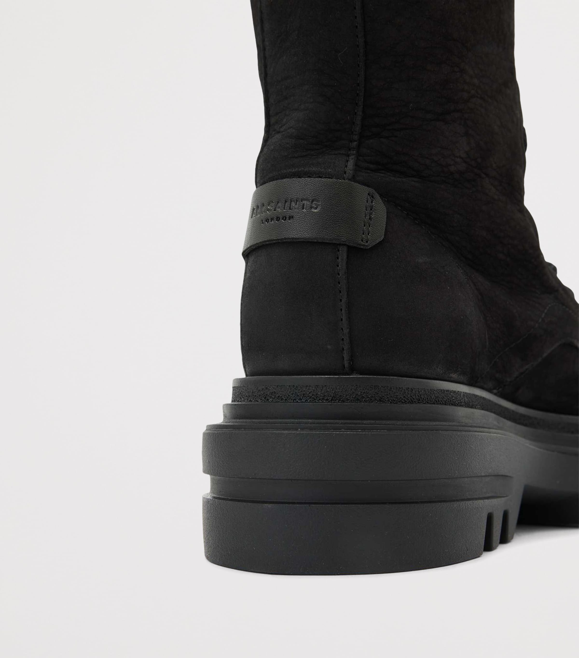 Leather Jay Mid-Calf Boots WASHED BLACK Image 5