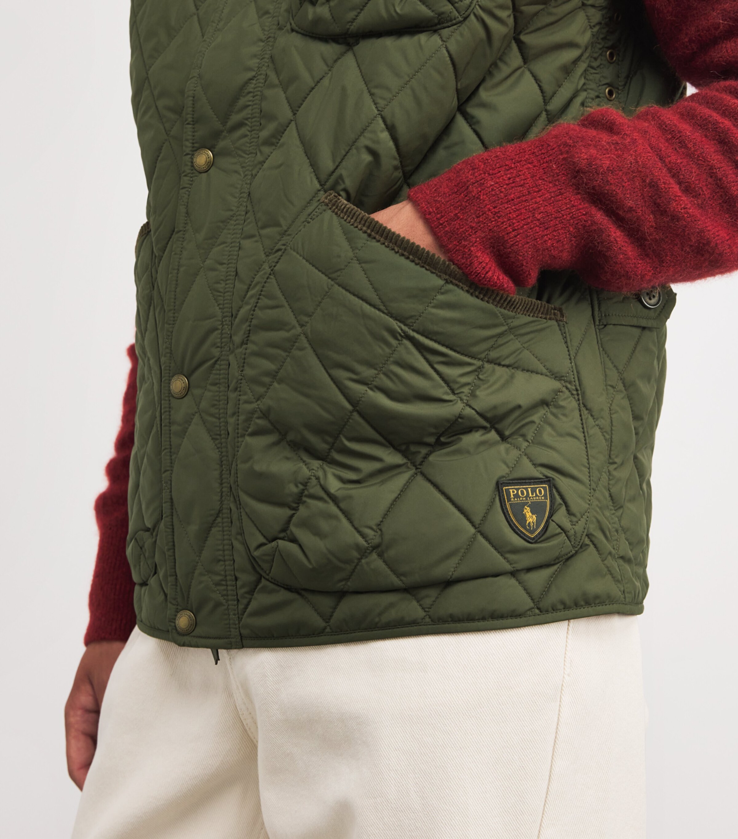 Water-Repellent Quilted Beaton Utility Gilet DARK GREEN Image 6