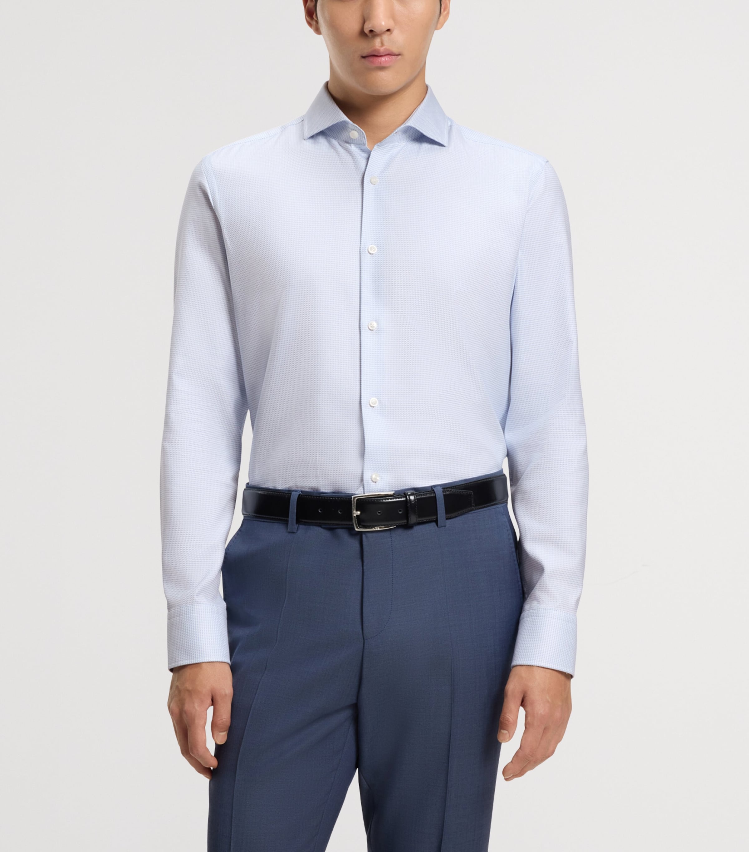BOSS Mens Cotton Geometric Slim-Fit Shirt Image 2