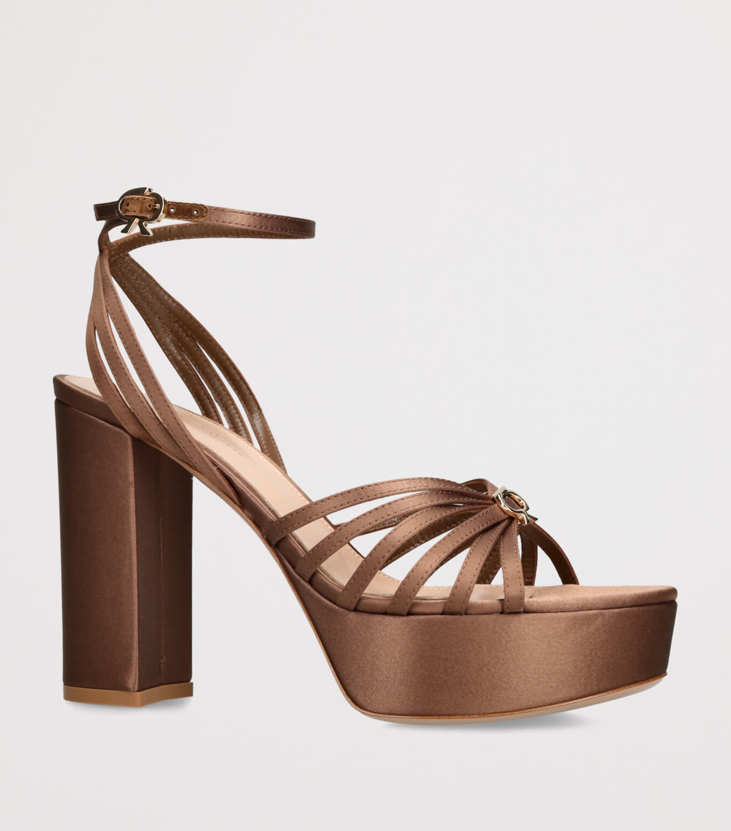 Satin Rita Platform Sandals 70 MID BROWN Image 3