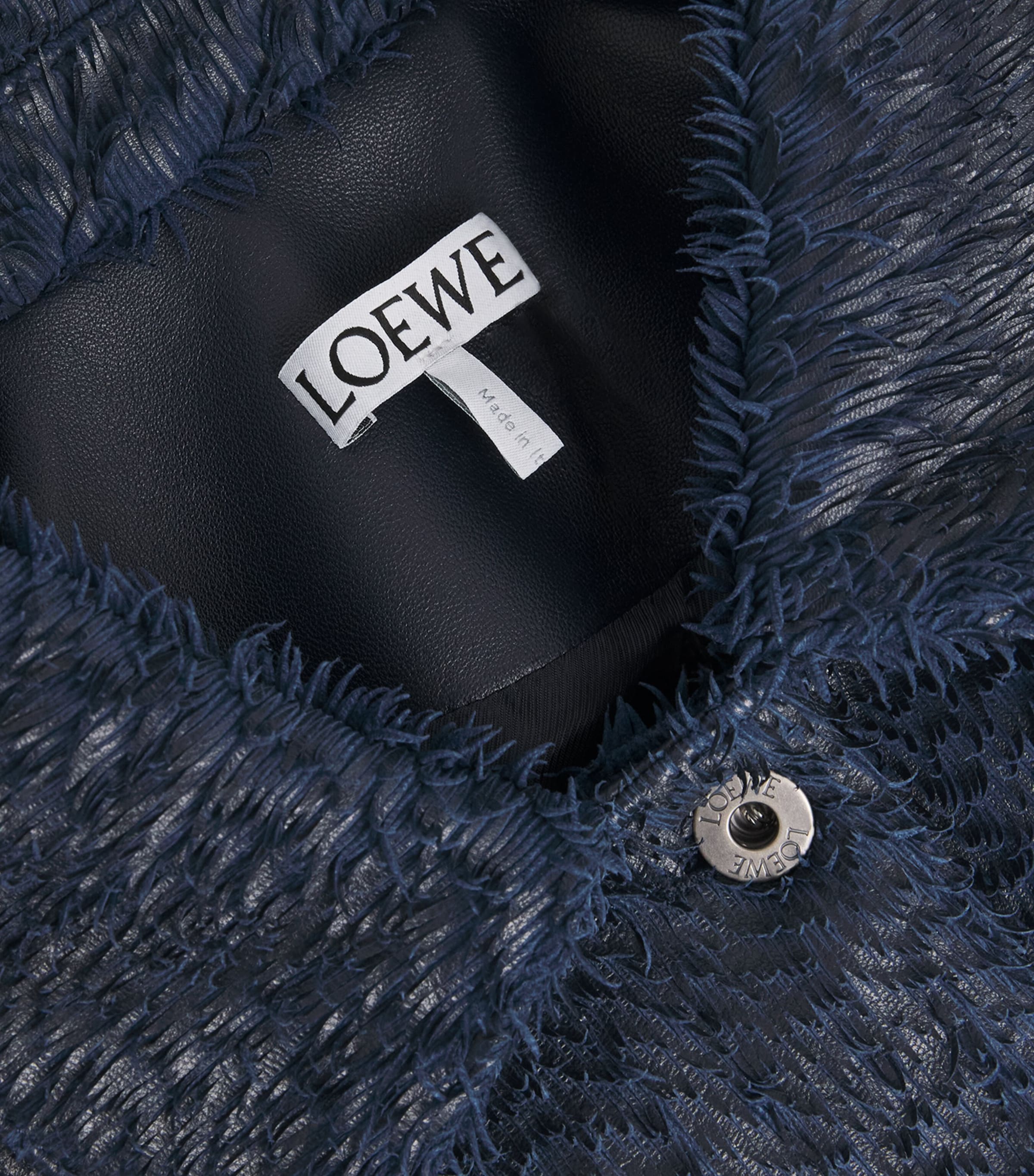 LOEWE Womens Lamb Leather Jacket Dark Blue Image 6