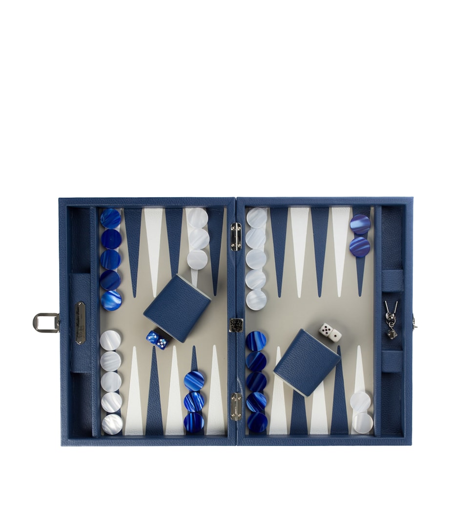 Leather Backgammon Set FRENCH BLUE Image 3