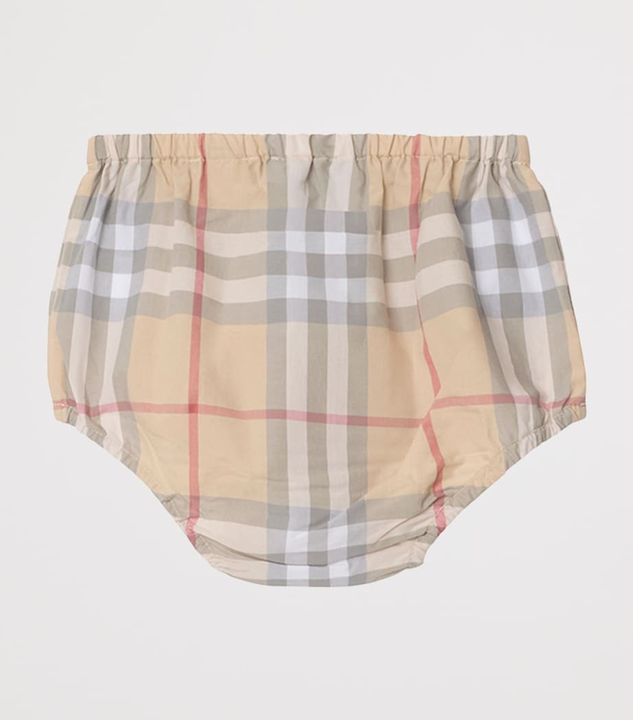 Burberry Kids Cotton Check-Trim Dress and Bloomers Set (1-18 Months) White Image 5