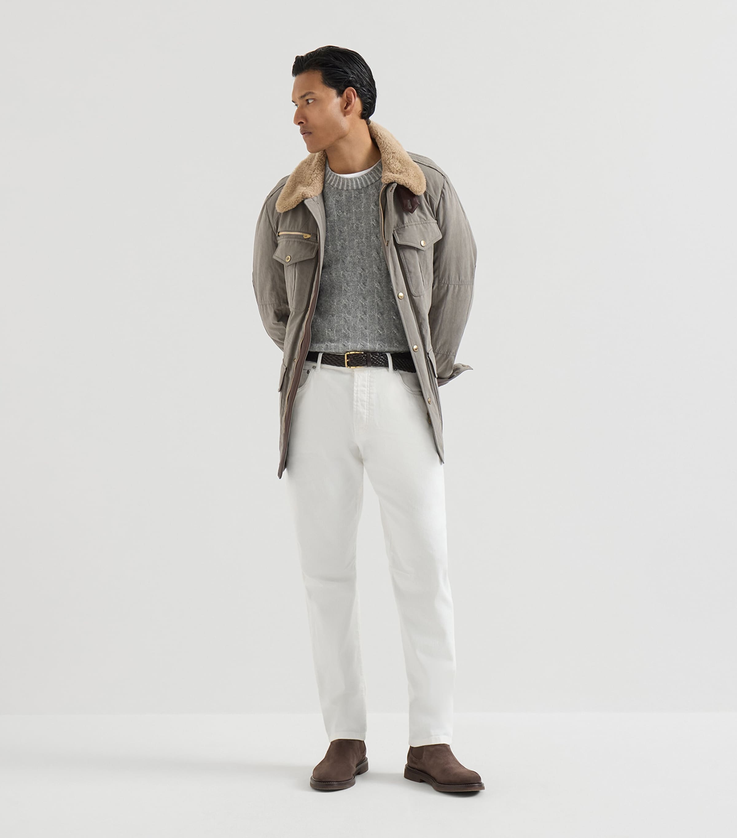 Brunello Cucinelli Mens Cashmere Vanisé Cable-Knit Sweater Image 2