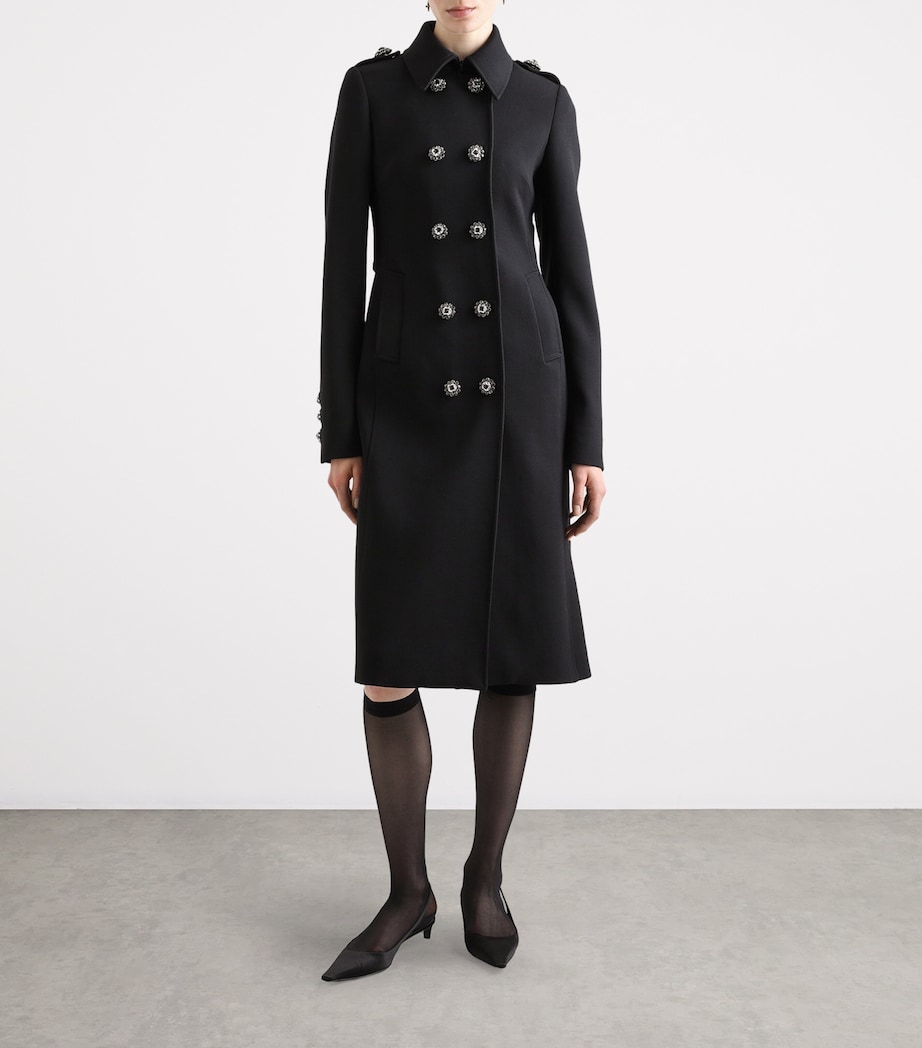 Virgin Wool Double-Breasted Overcoat N0000-BLACK Image 2