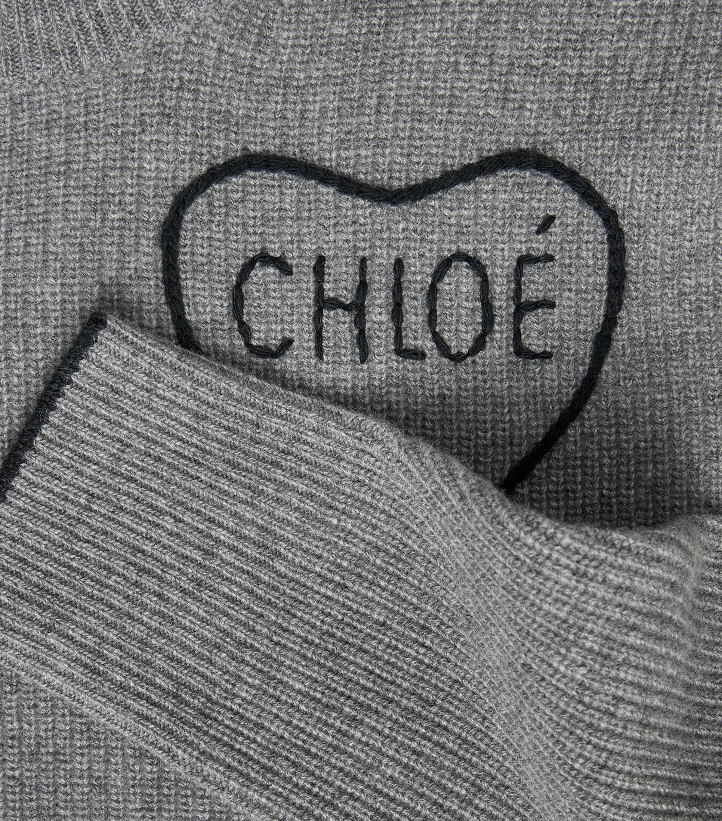 Chloé Womens Wool-Cashmere Logo Sweater Divine Grey Image 2