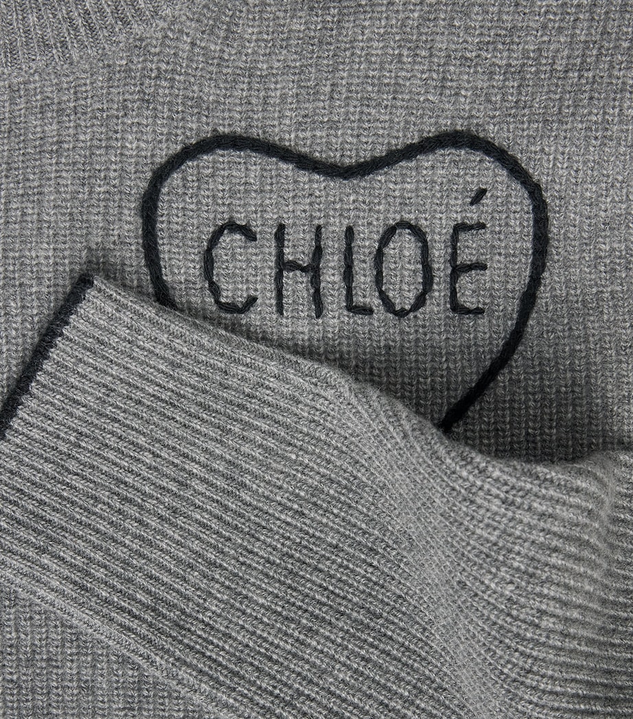 Chloé Womens Wool-Cashmere Logo Sweater Divine Grey Image 2