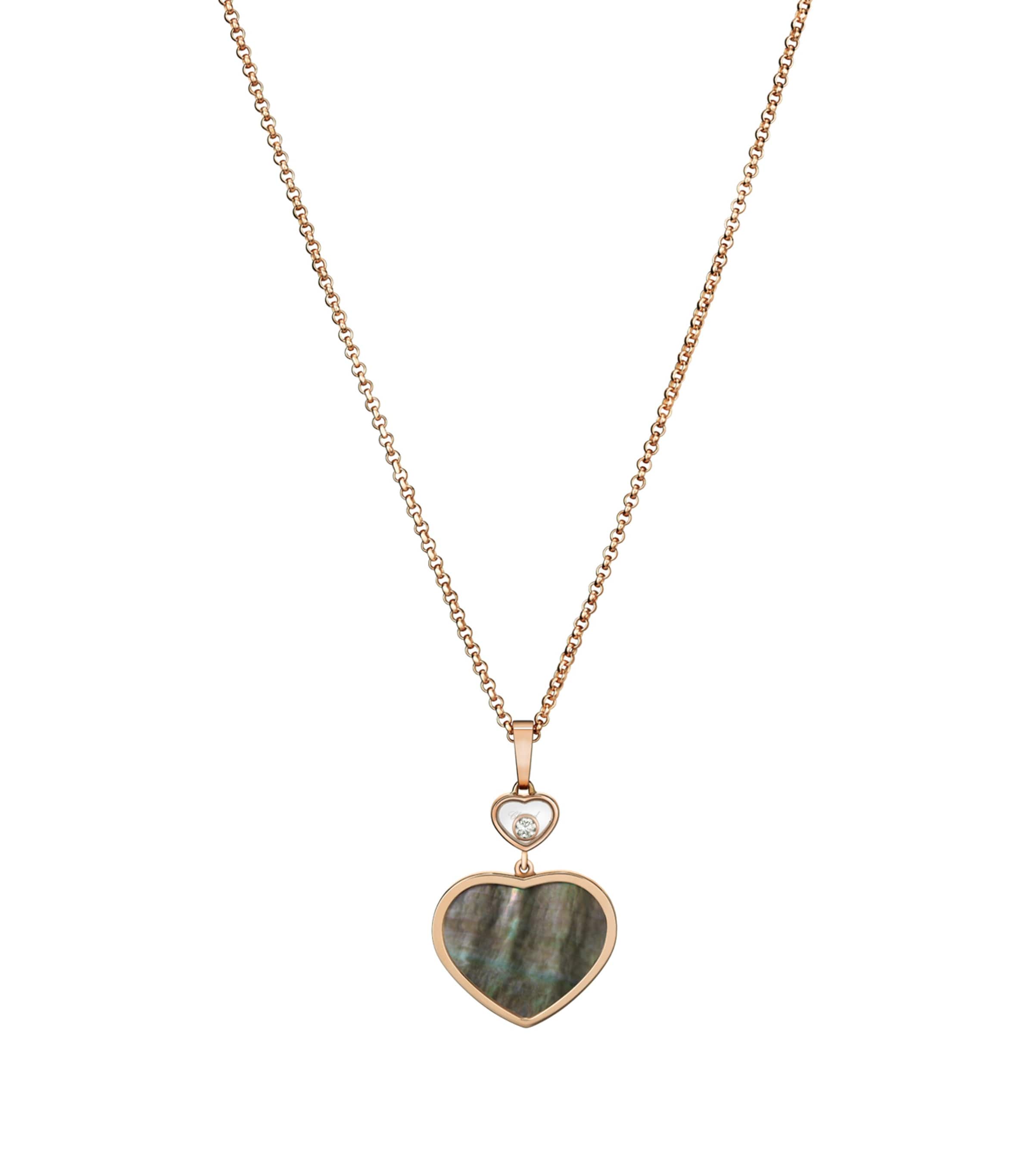 Chopard Rose Gold And Diamond Happy Hearts Pendant In Rose Gold