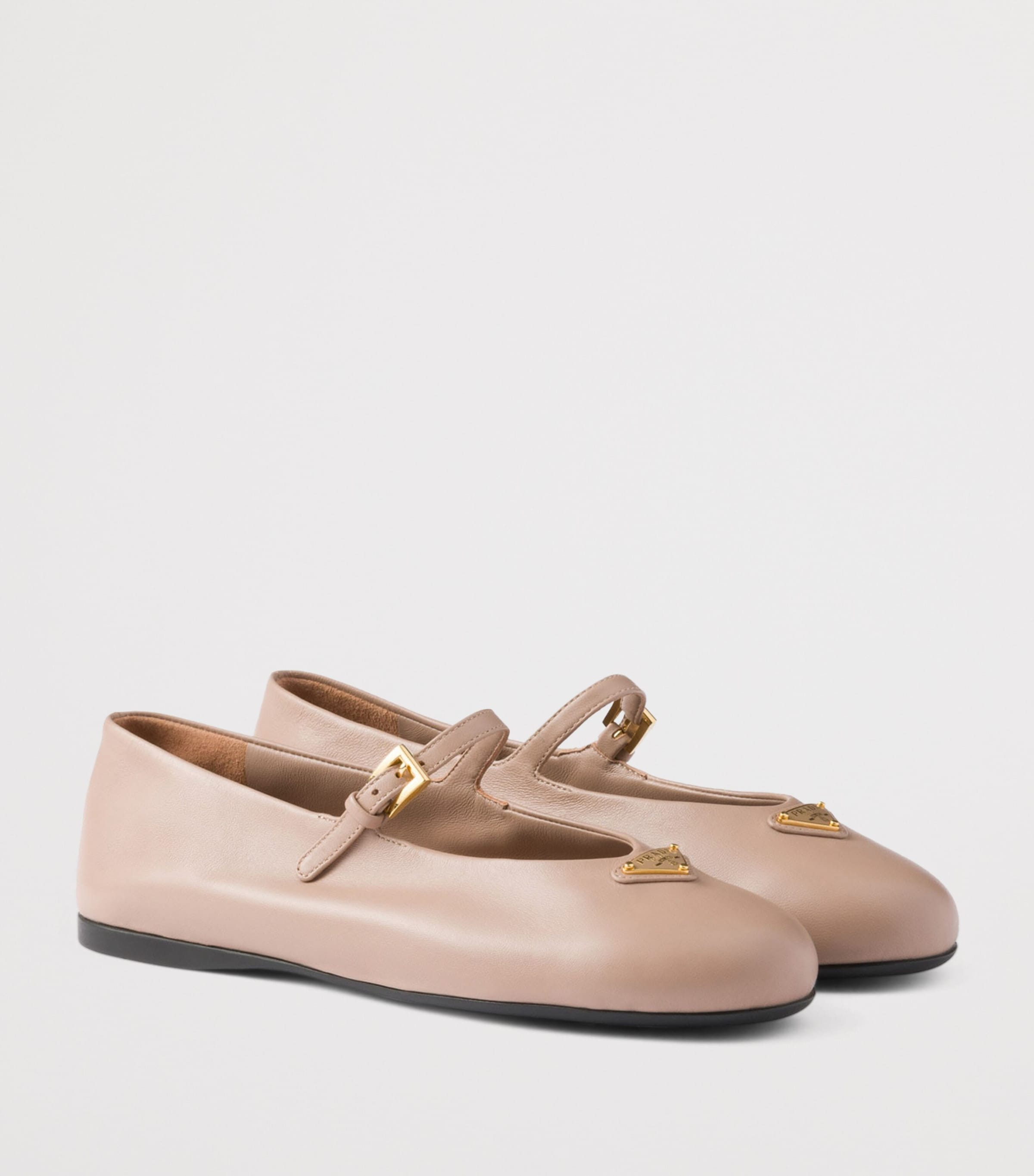 Prada Leather Triangle Ballet Flats Powder Image 2