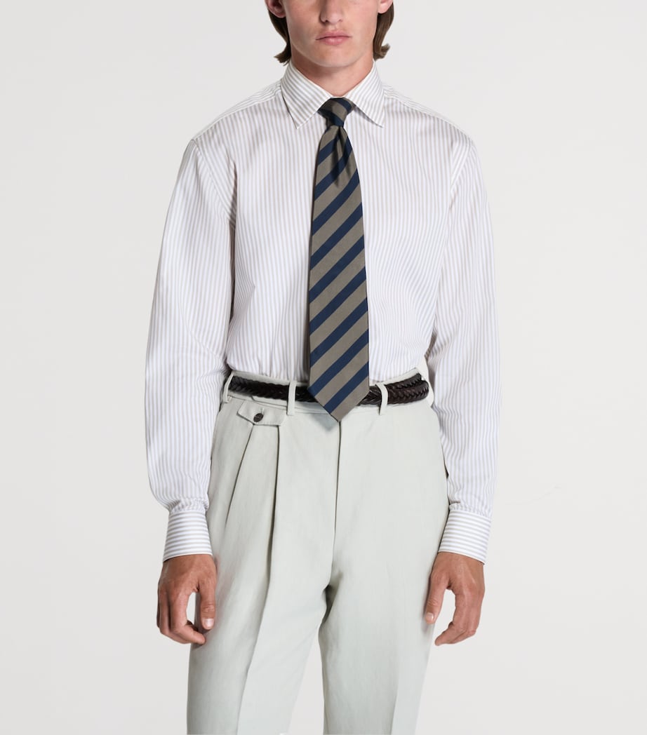 Dunhill Mens Cotton Stripe Shirt Camel Image 4