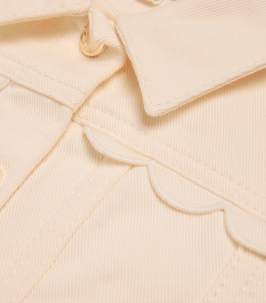 Chloé Kids Cotton Sleeveless Denim Jacket (4-14 Years) Offwhite Image 3