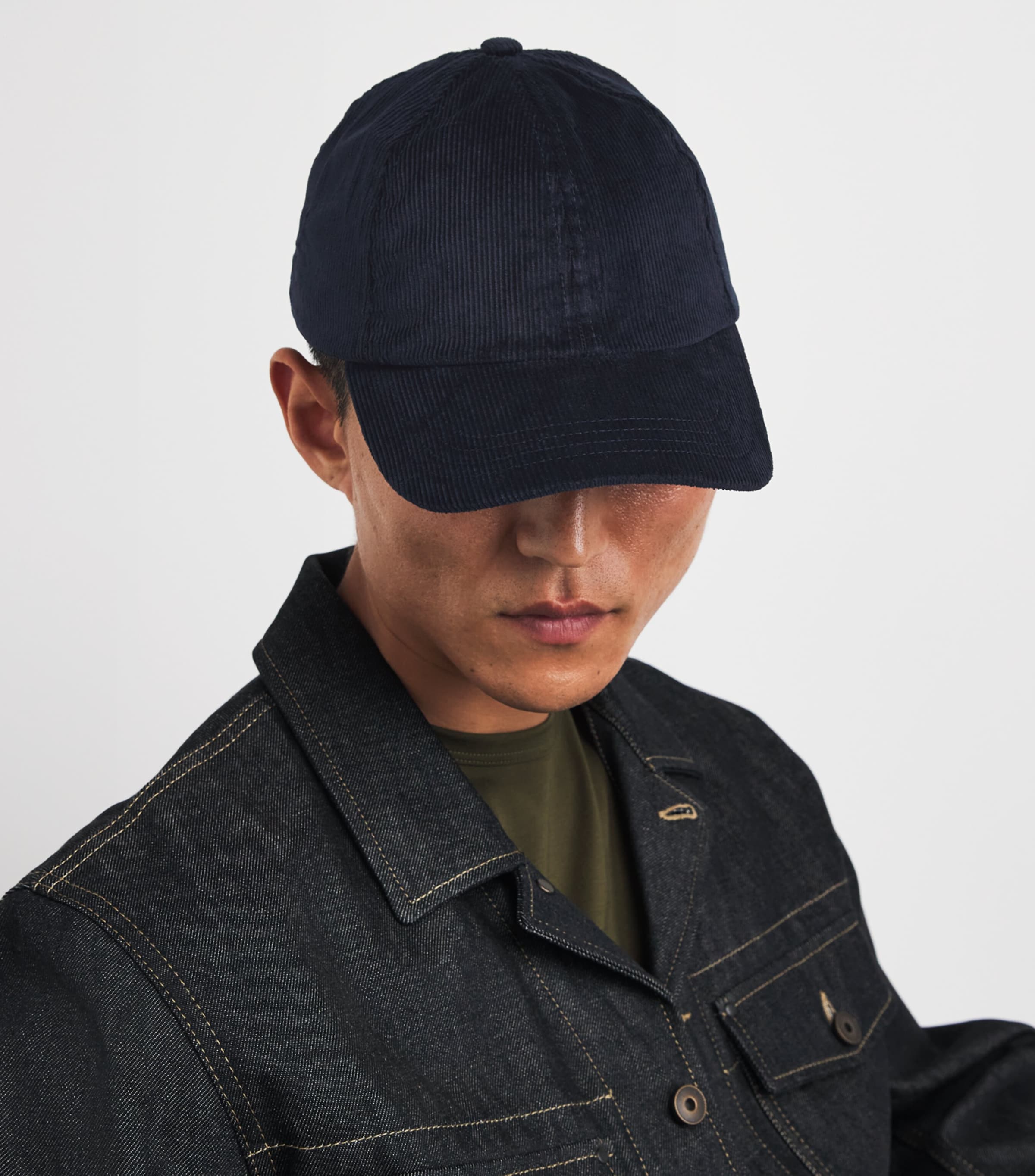 Sunspel Corduroy Cap Navy Image 2
