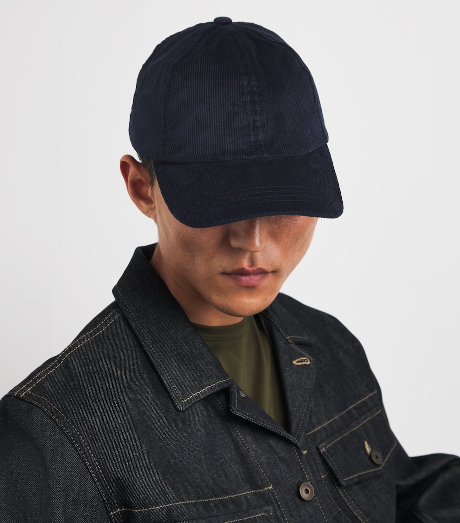 Sunspel Corduroy Cap Navy Image 2