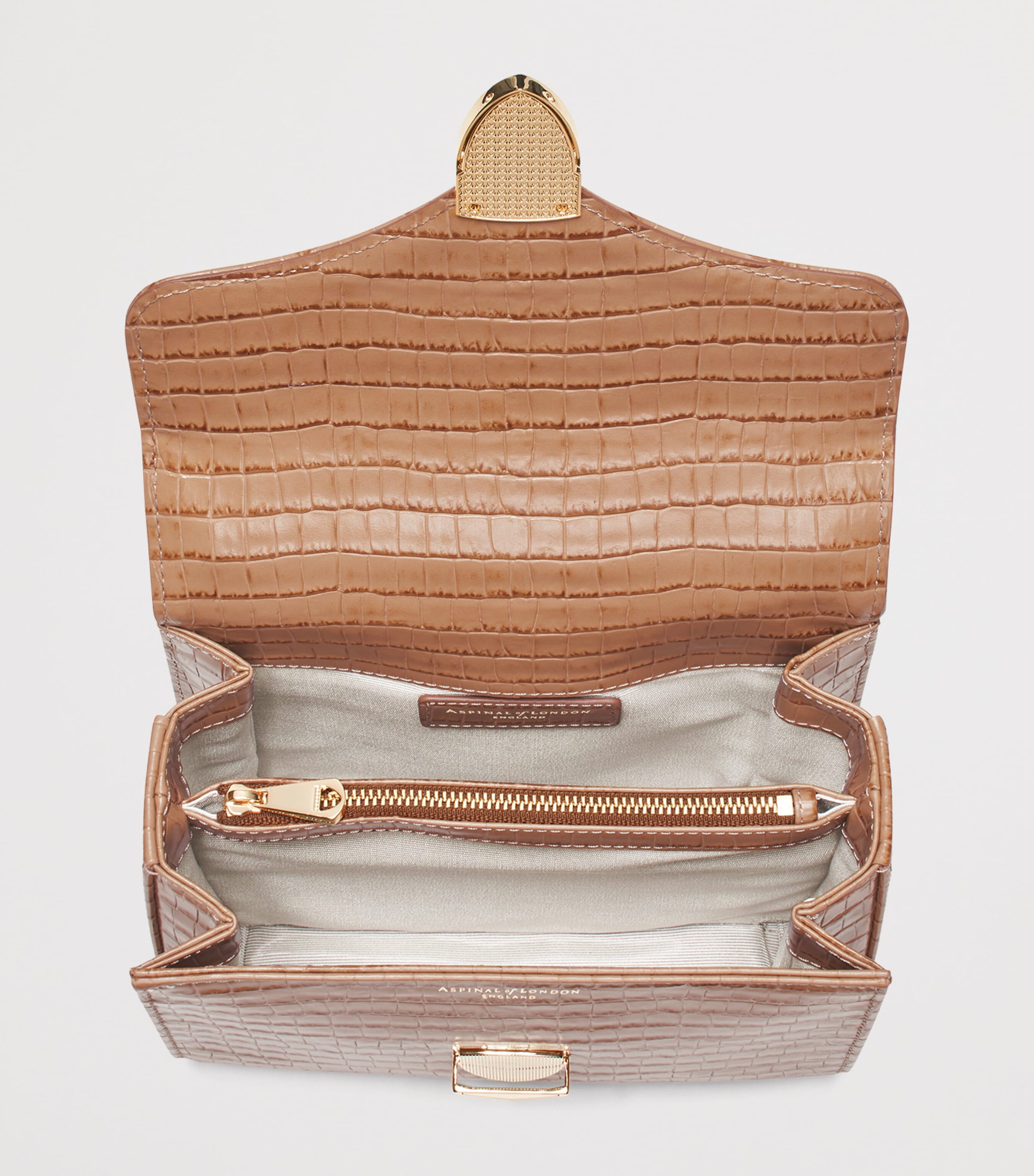 Aspinal Of London Midi Leather Mayfair Top-Handle Bag Caramel Image 5