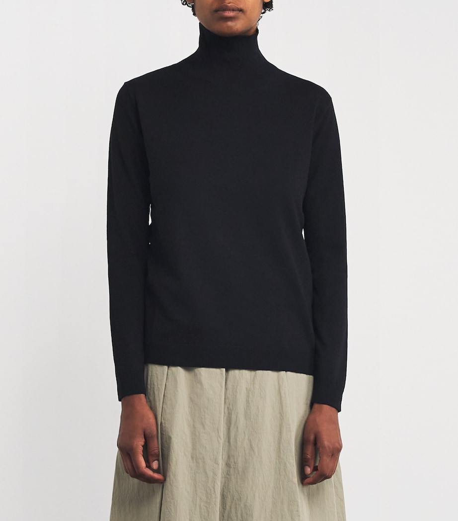 Silk-Wool-Blend Rollneck Sweater BLACK Image 3