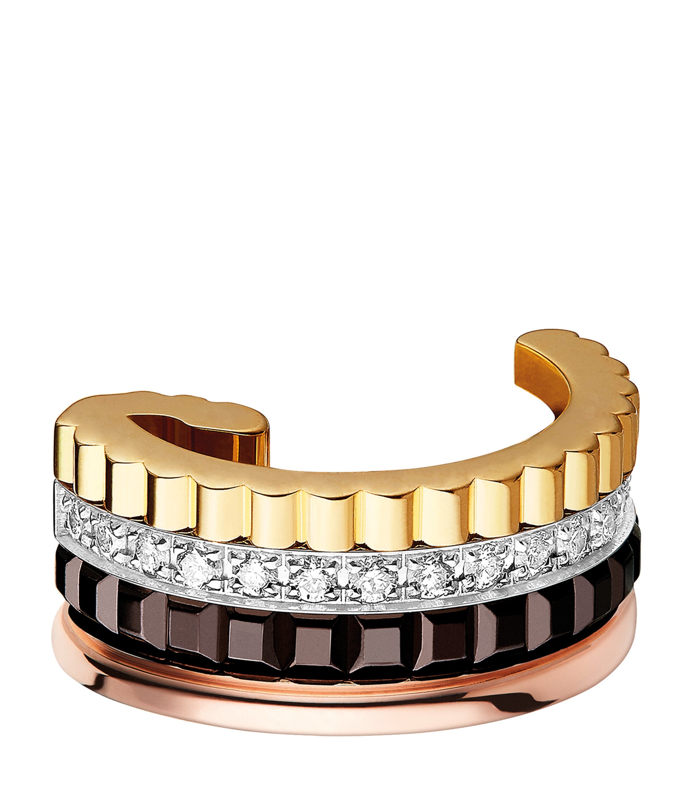 Small Mixed Gold and Diamond Quatre Classique Single Ear Clip MULTI Image 2