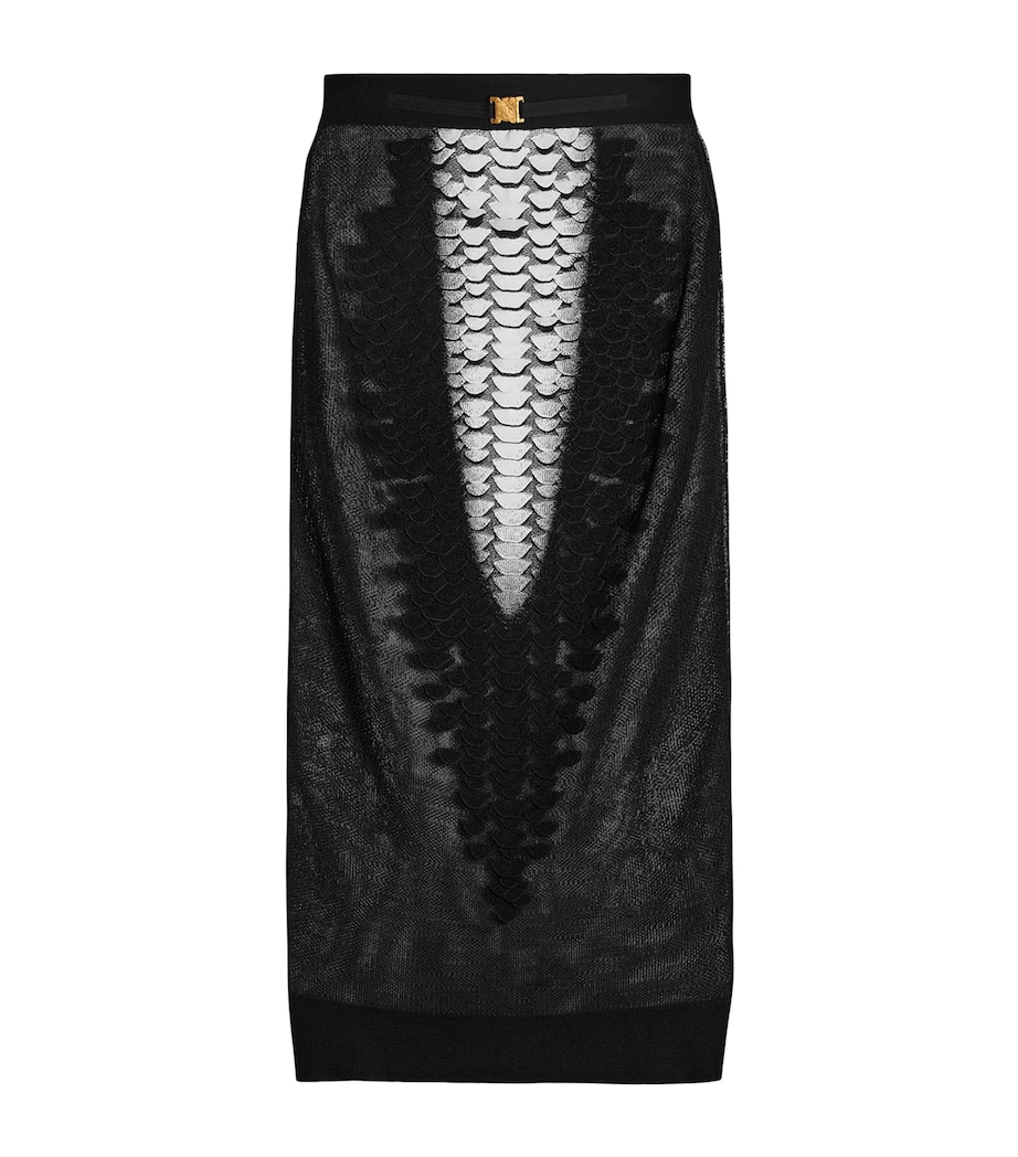 Schiaparelli Womens Knitted Gradient Scale Midi Skirt Black Image 1