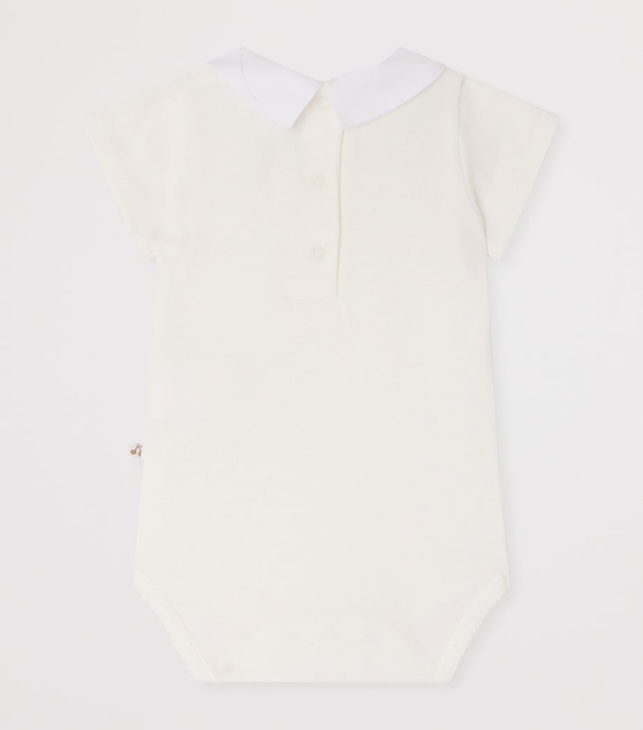 Bonpoint Cotton Embroidered Julliet Bodysuit (1-24 Months) Blanc Lait Image 2