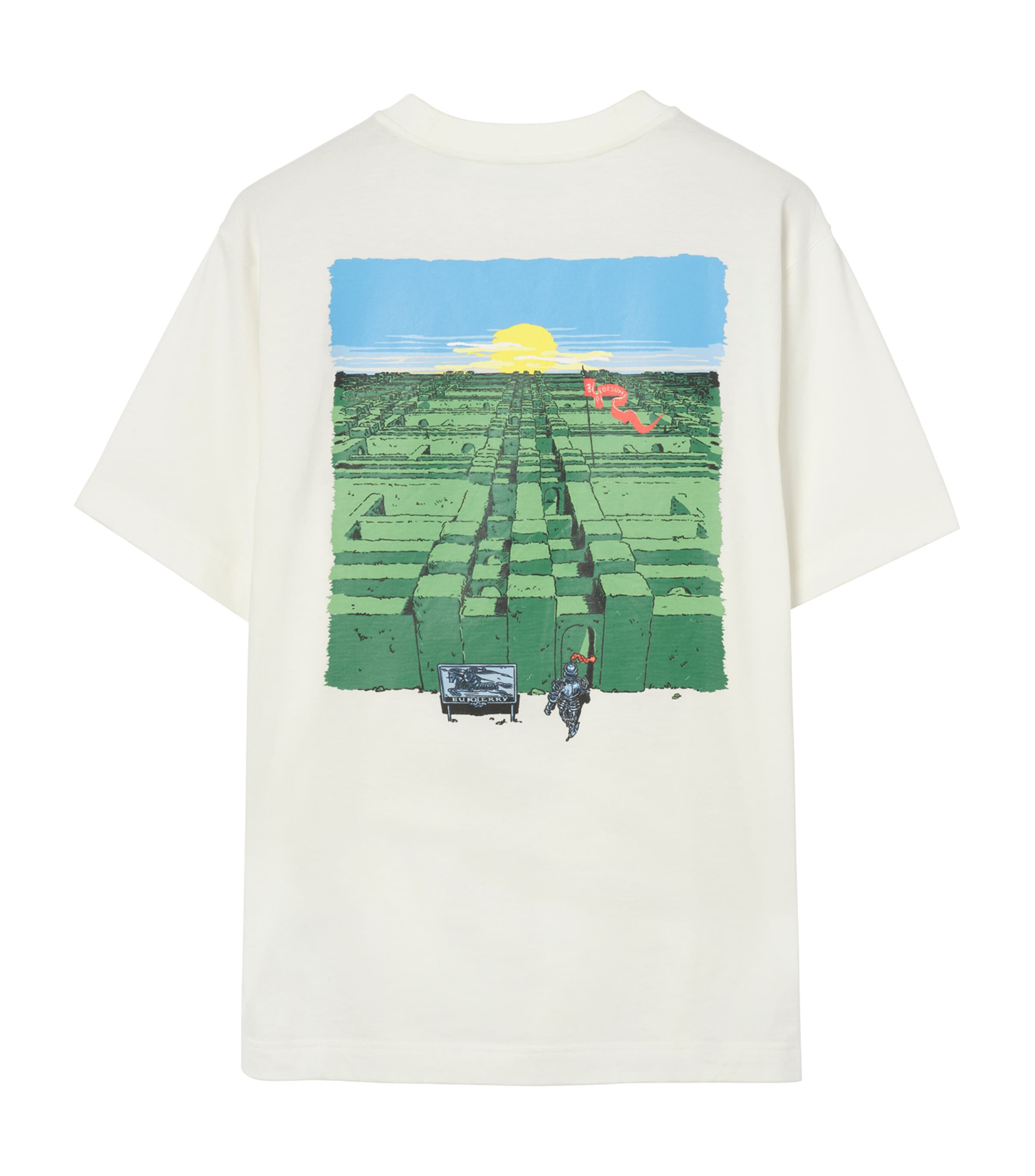 Burberry Mens Cotton Maze Print T-Shirt Chalk Image 4