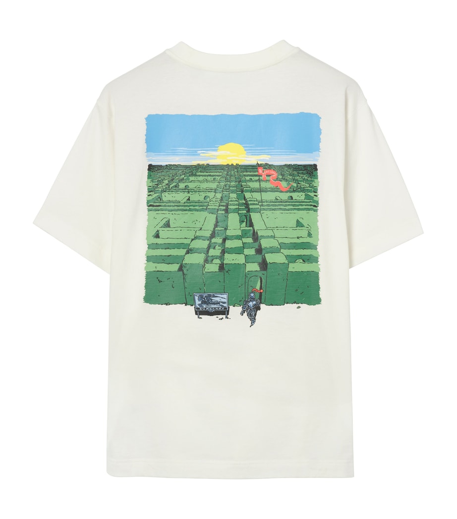 Burberry Mens Cotton Maze Print T-Shirt Chalk Image 4