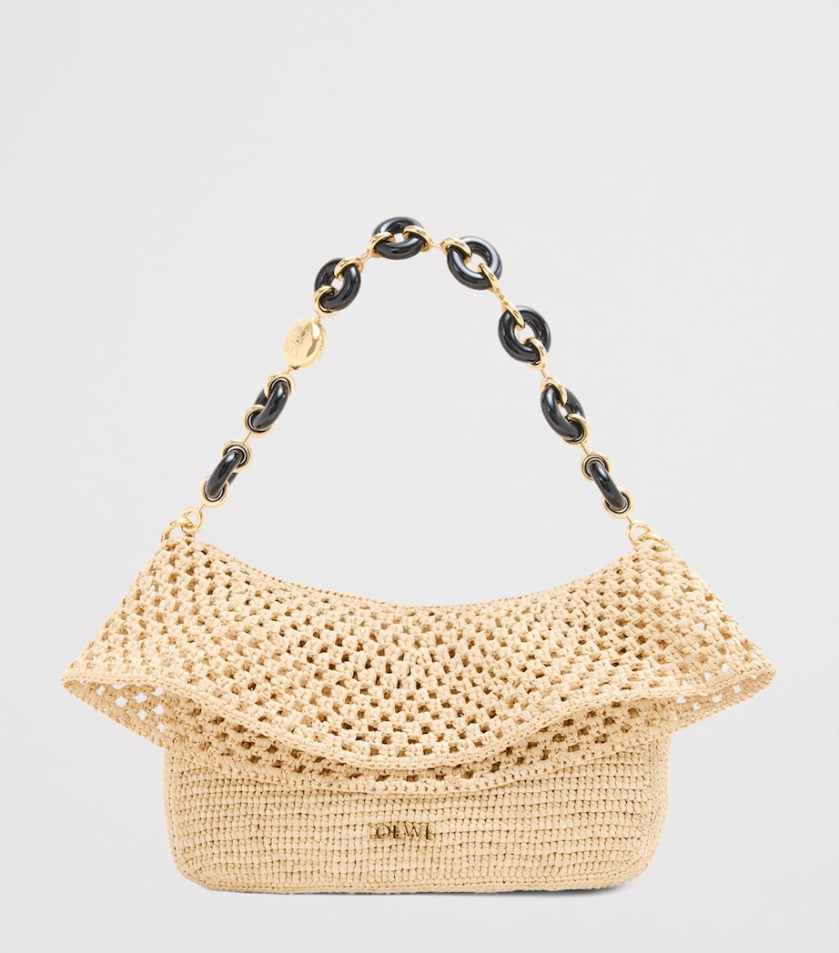 x Paula's Ibiza Medium Raffia Ola Shoulder Bag NATURAL Image 2