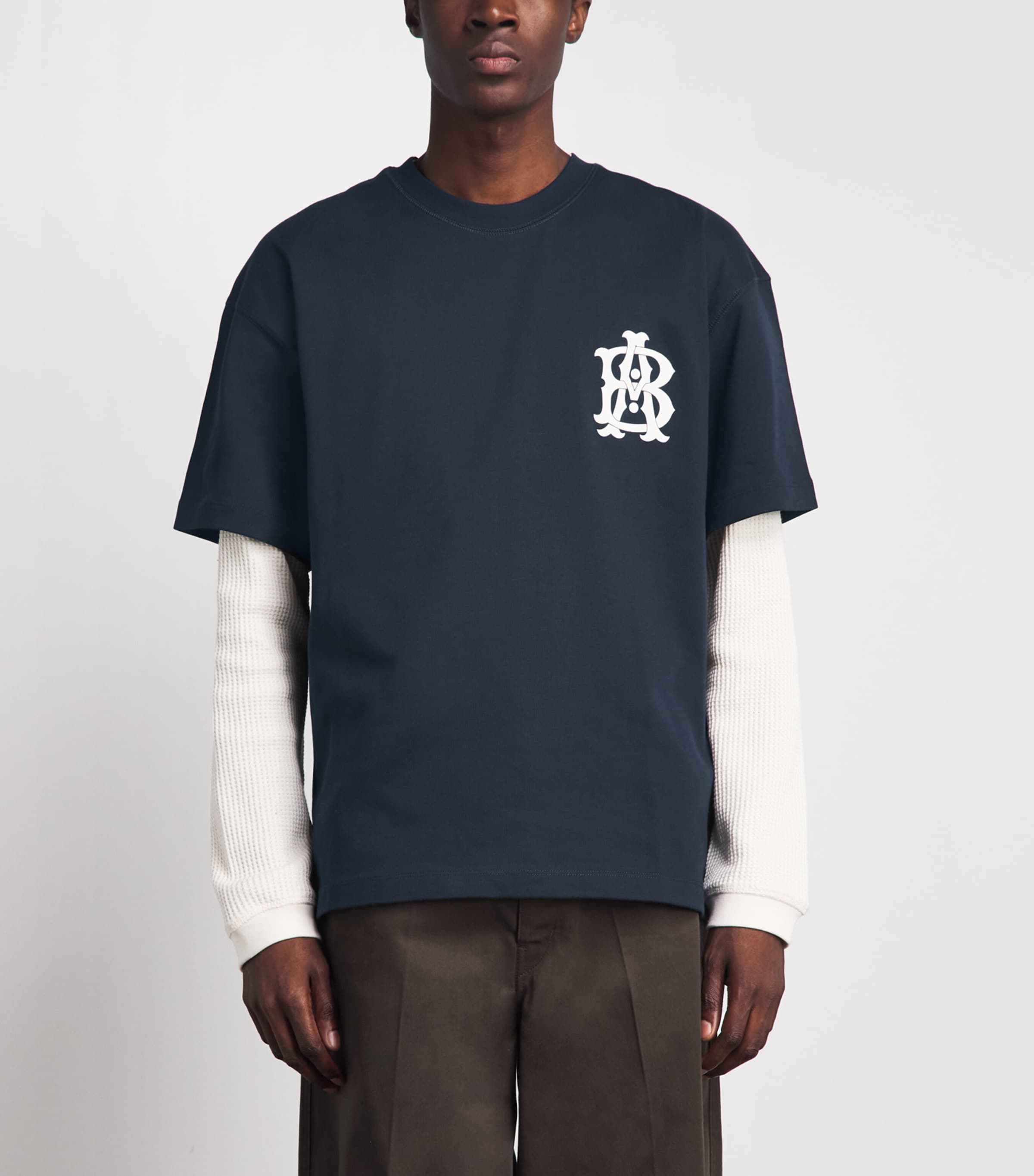 about:blank Mens Oversized Monogram T-Shirt Navy/ecru Image 4