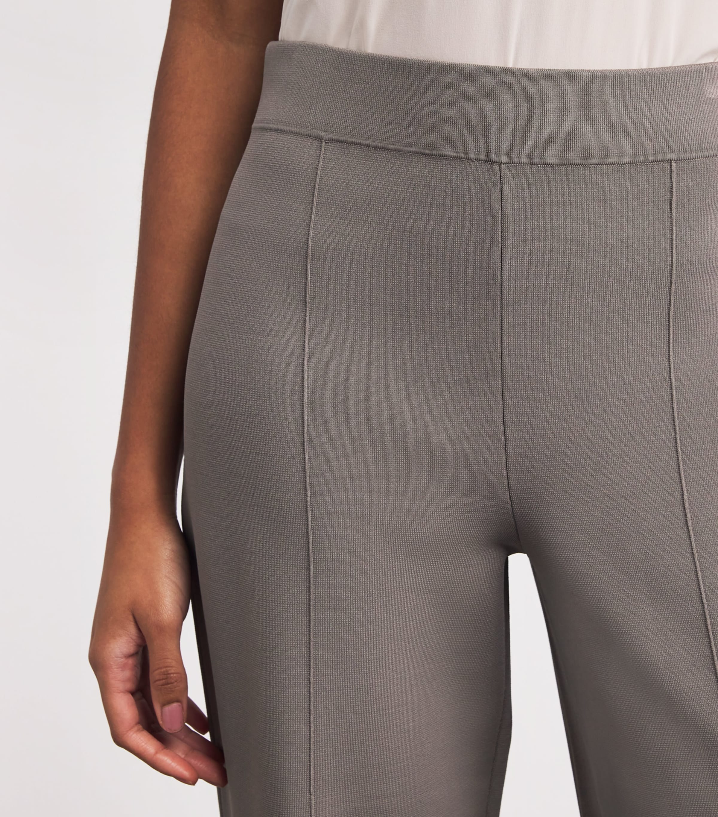 Knitted Milano Flared Trousers MUSHROOM Image 6