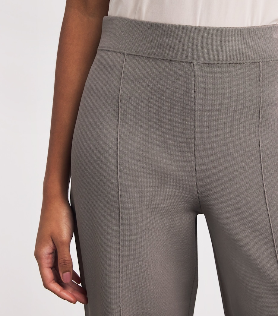 Knitted Milano Flared Trousers MUSHROOM Image 6