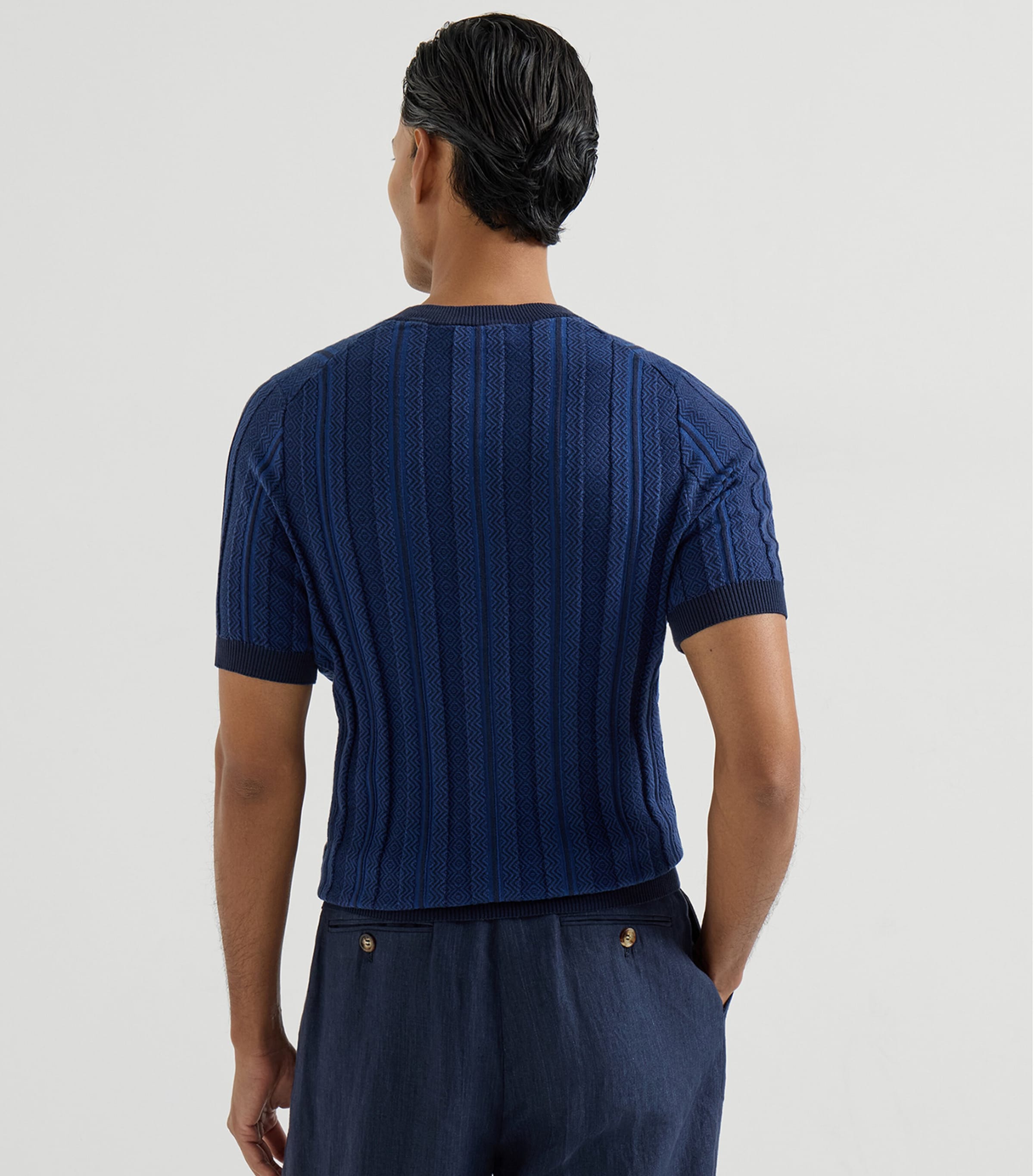 Cotton Rib-Knit Henley T-Shirt CFP55 Image 4