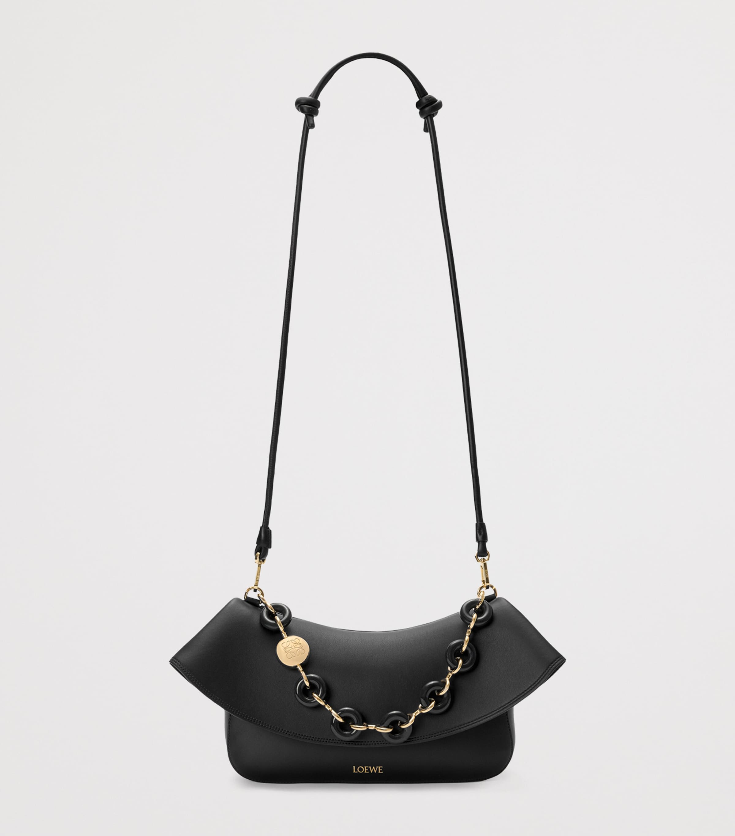 トートバッグ LOEWE Black Leather Medium Ola Shoulder Bag LOEWE Ola Medium Black Leather Shoulder Bag New & Authentic
