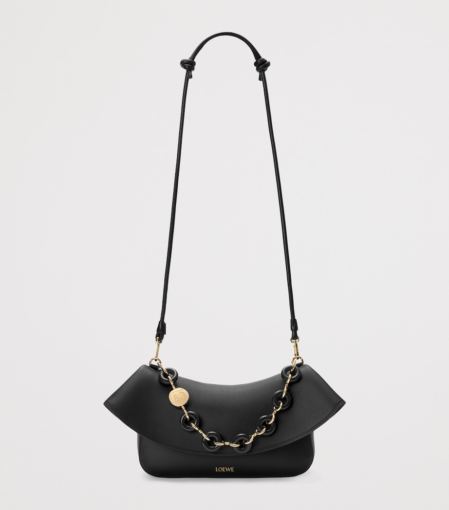 Medium Leather Ola Shoulder Bag BLACK Image 9