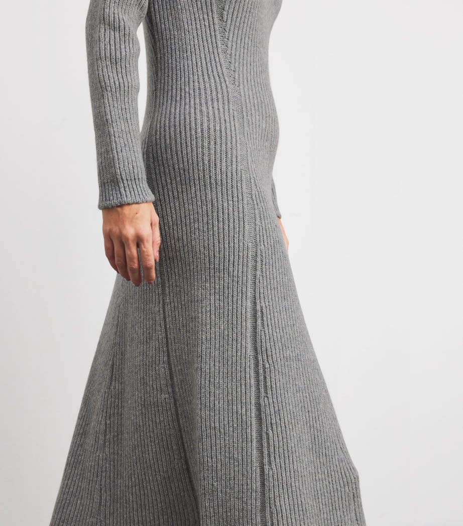 Cashmere-Blend Ribbed Midi Knitted Dress HA0308 LIGHT GREY Image 7
