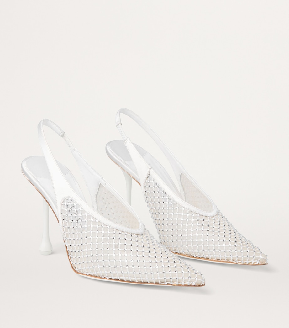 Isa 95 Leather Slingback Pumps WHITE/CRYSTAL Image 4