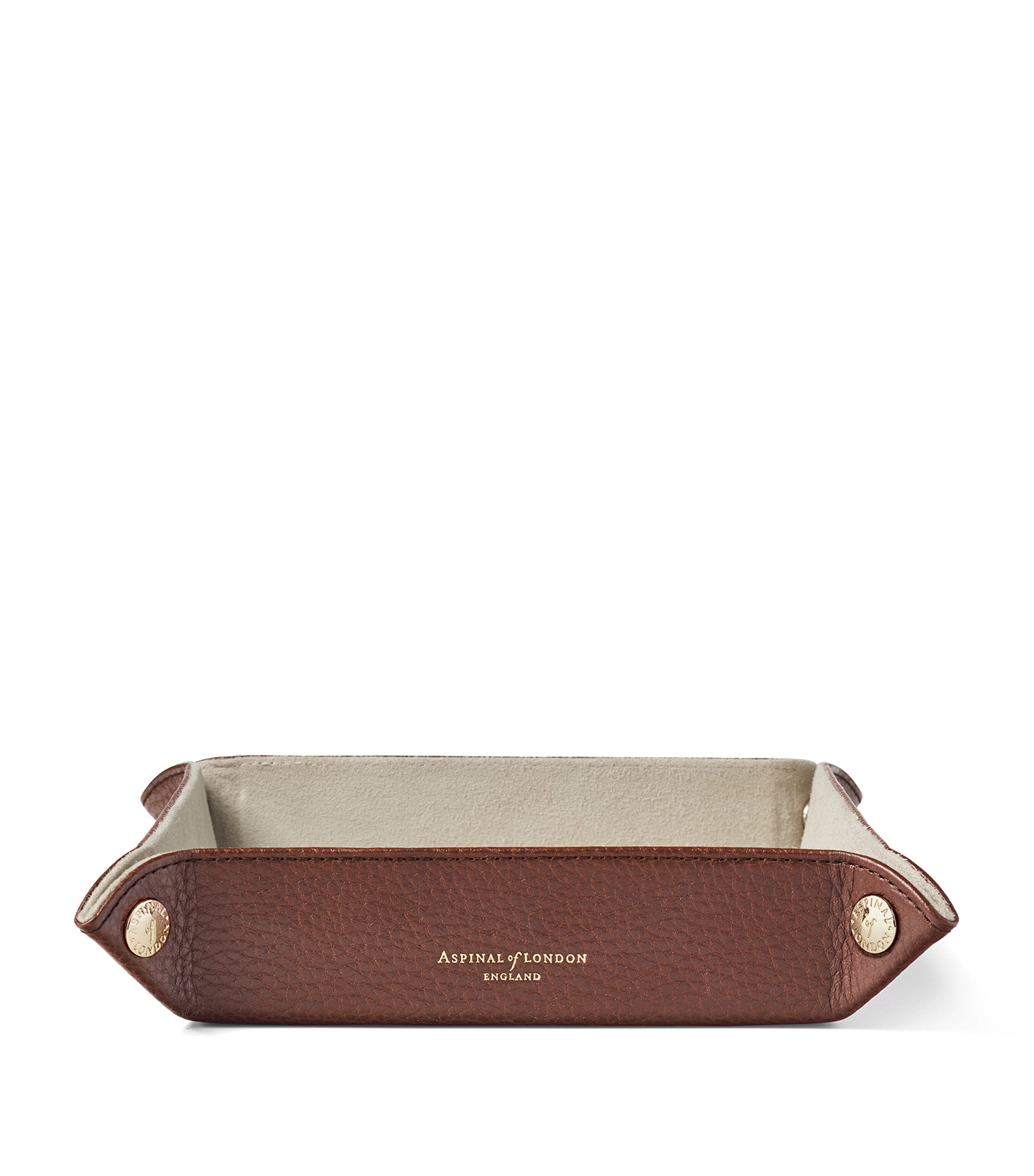 Aspinal Of London Medium Leather Tidy Tray (20cm x 20cm) Tobacco Image 2