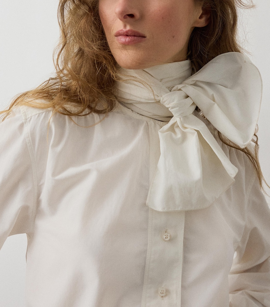 Ralph Lauren Collection Womens Poplin Tie-Neck Dara Blouse Cream Image 6