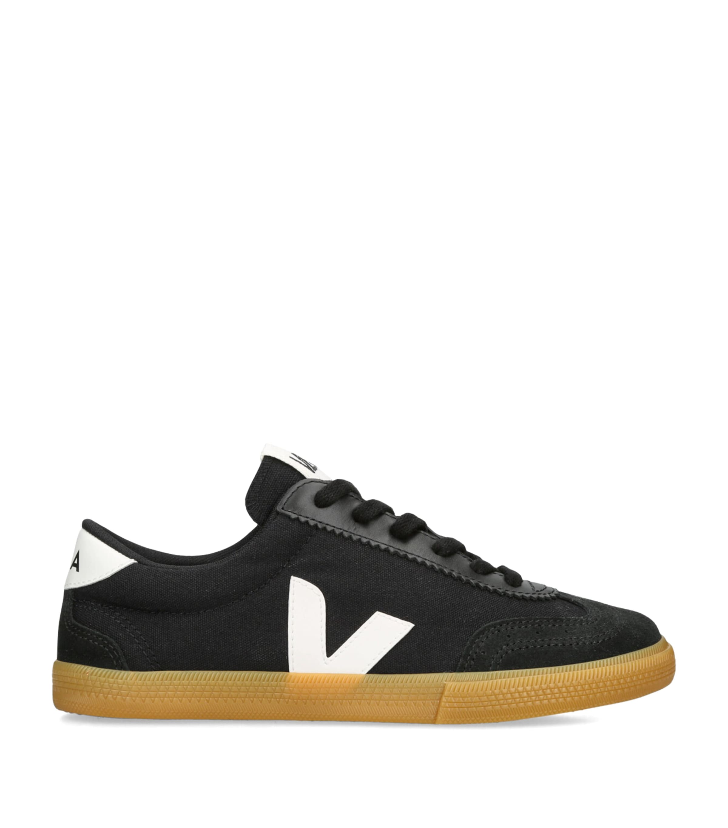 Veja Volley Black Sneaker With Side Logo And Lettering Logo On The Heel In Organic Cotton Unisex