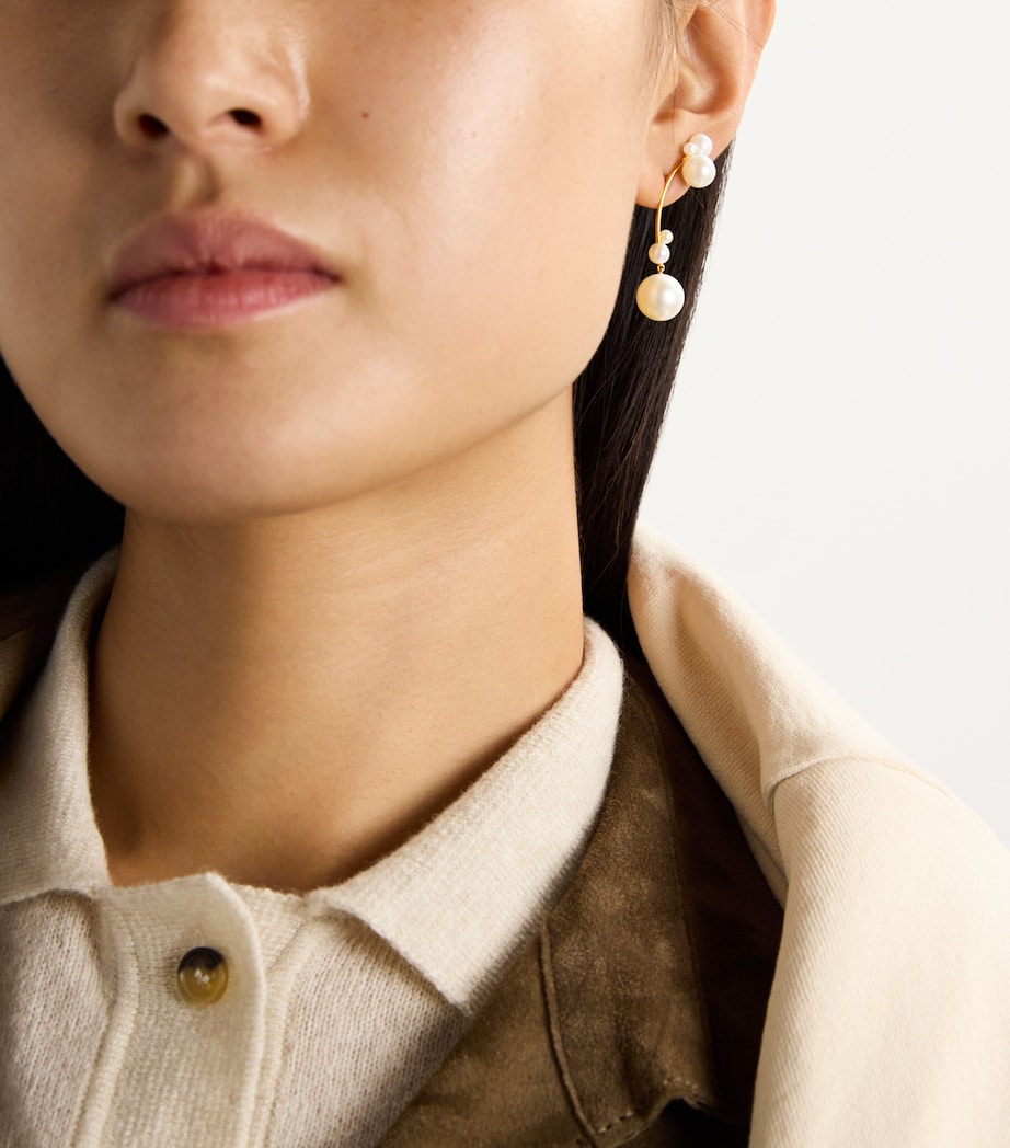 Sophie Bille Brahe Yellow Gold and Pearl Grand Stella Perle Single Earring (Left) Yellow Gold Image 2