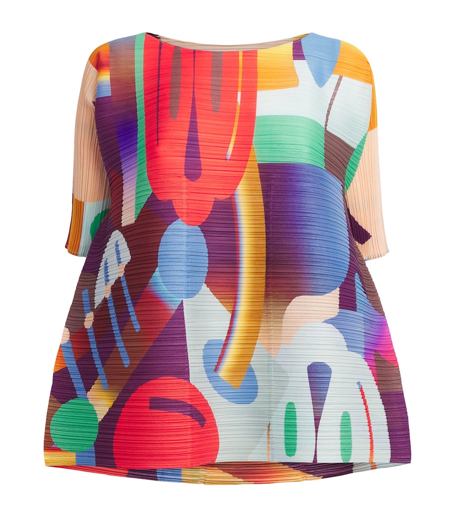 Pleats Please Issey Miyake Womens Pleated Playground T-Shirt Red Image 1
