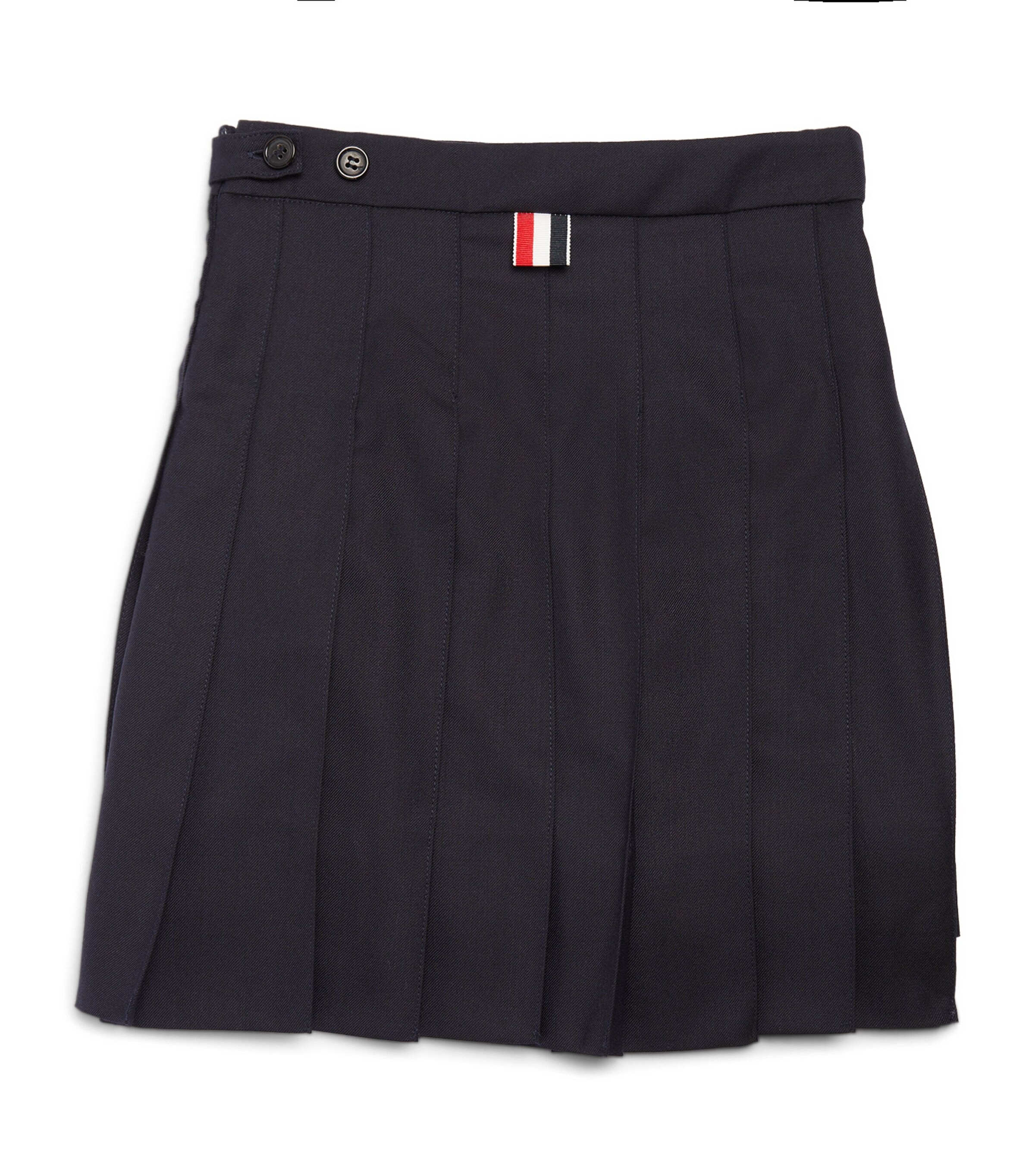 Thom Browne Kids Wool Pleated Skirt (2-12 Years) Navy Image 2