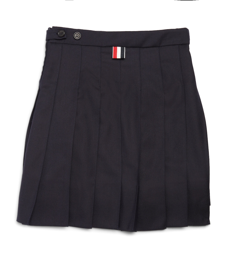 Thom Browne Kids Wool Pleated Skirt (2-12 Years) Navy Image 2