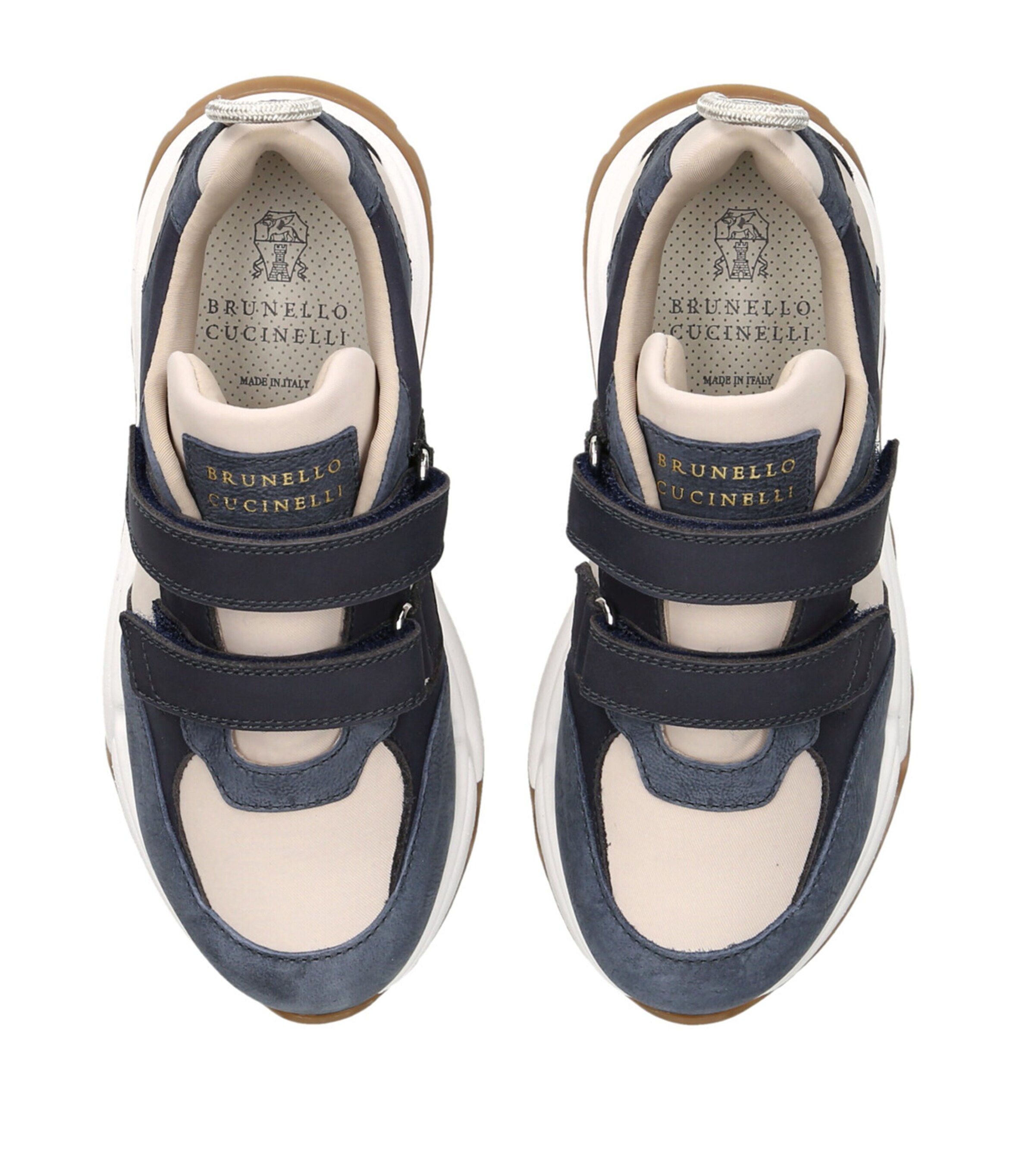 Brunello Cucinelli Kids Leather Velcro-Strap Sneakers Blue Other Image 4