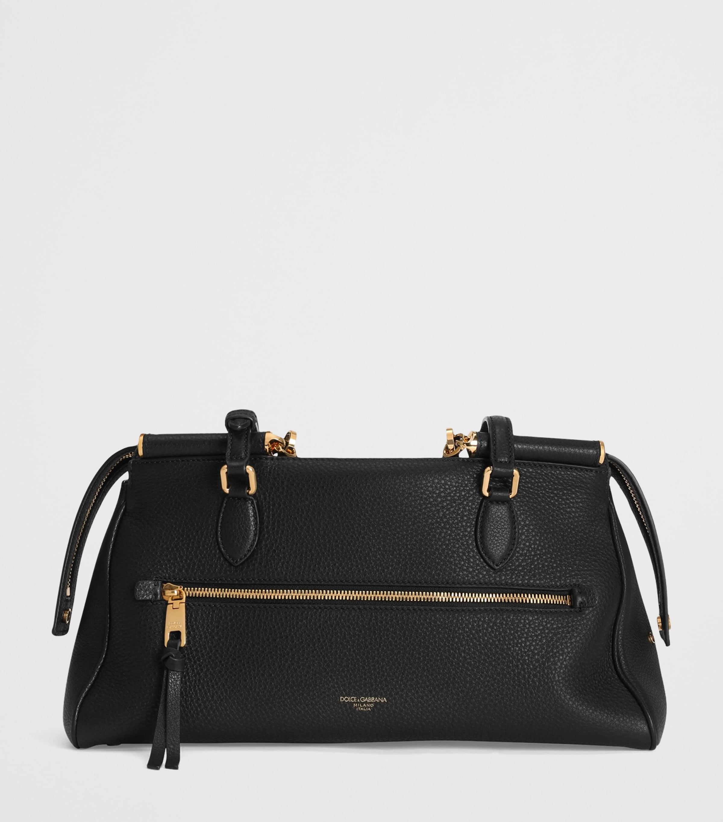 Dolce&Gabbana Calfskin Vittoria Top-Handle Bag Black Image 5