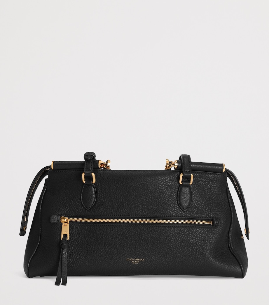 Dolce&Gabbana Calfskin Vittoria Top-Handle Bag Black Image 5