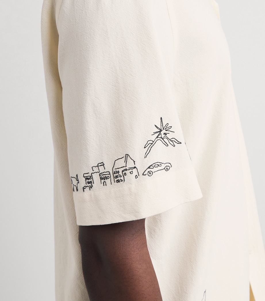 Paul Smith Mens Embroidered Short-Sleeve Shirt White Image 3
