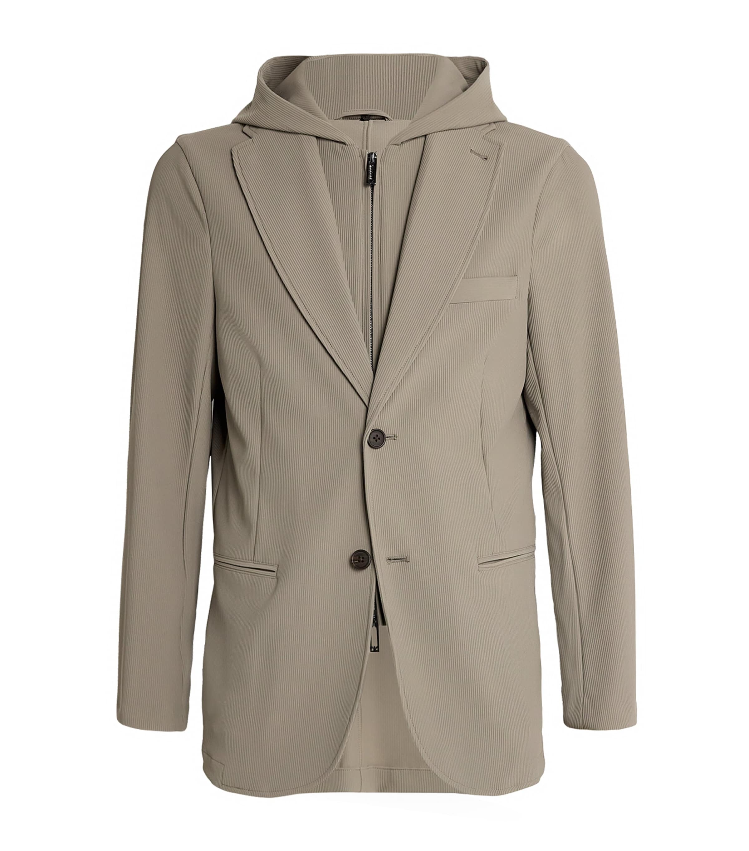 Emporio Armani Regular Fit Detachable Hooded Inner Bib Blazer