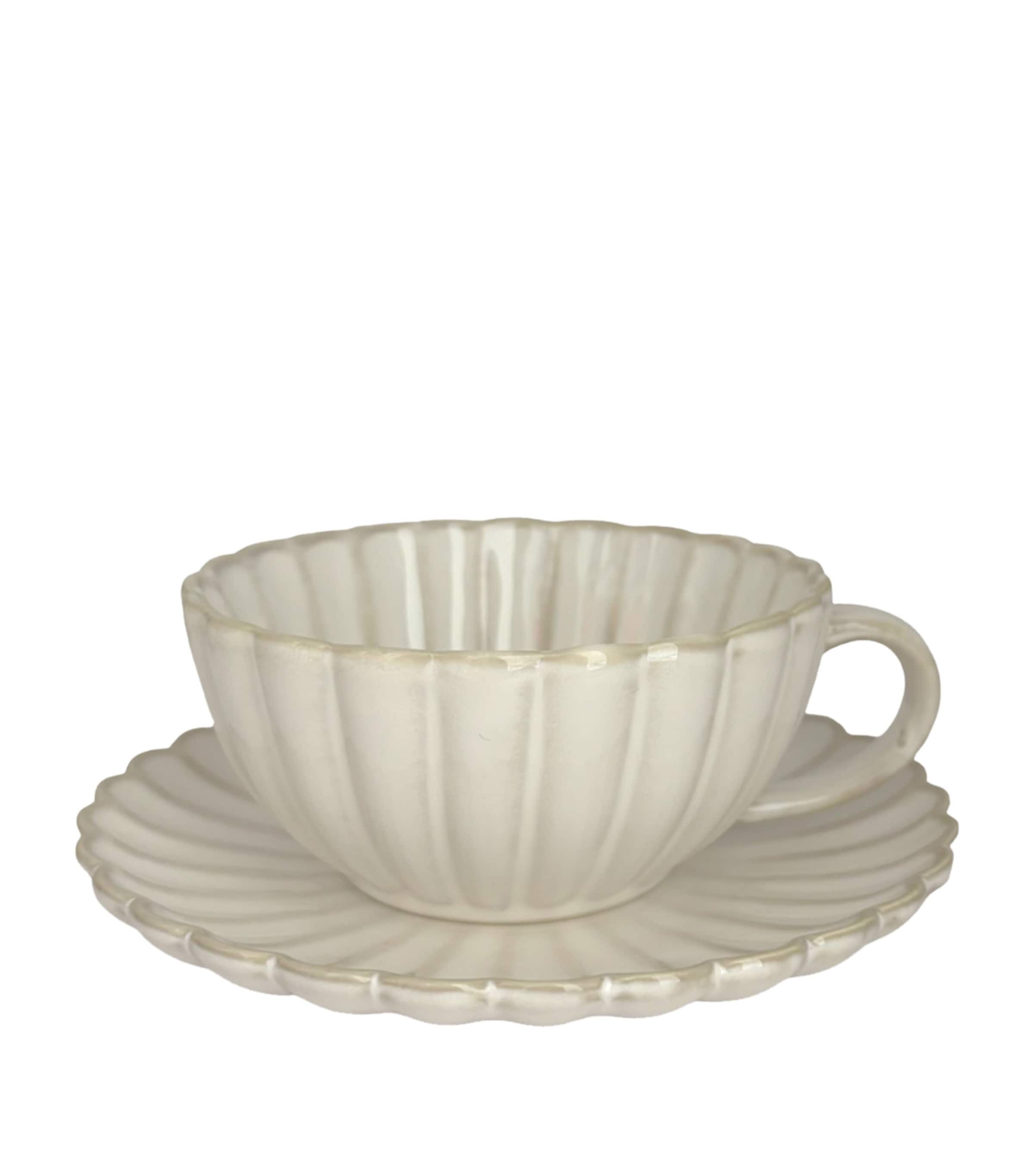 Maison Margaux Set Of 4 Shell Coffee Cups And Saucers In Neutral