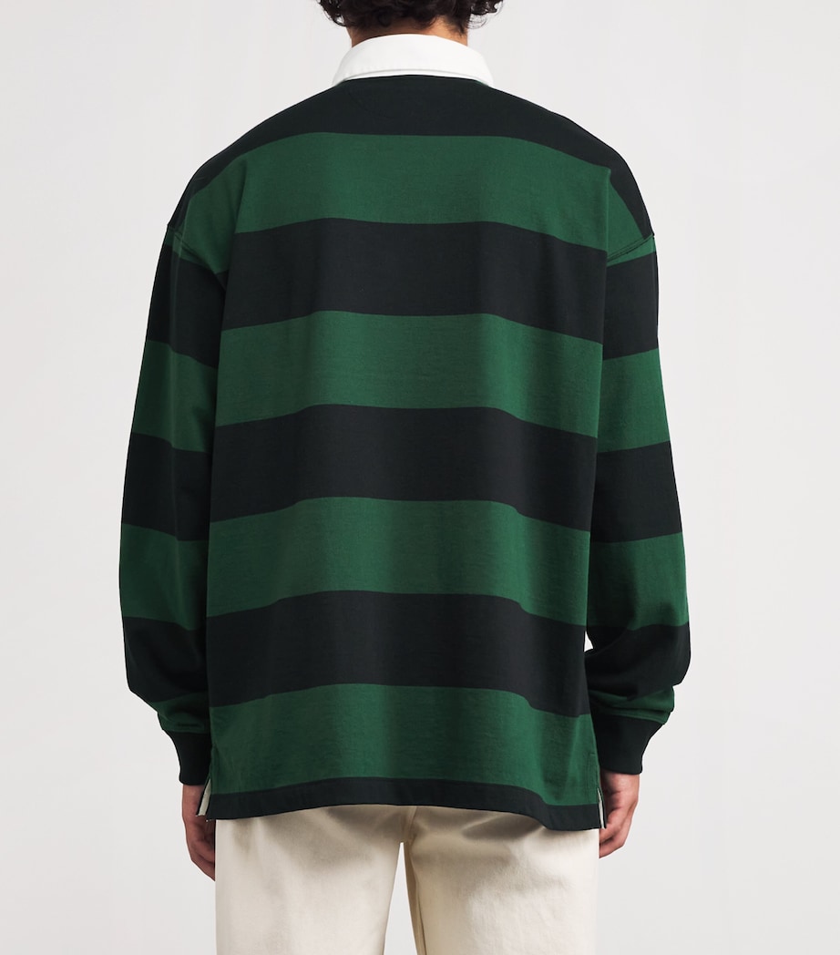 Cotton Stripe Big Fit Rugby Shirt GREEN Image 4